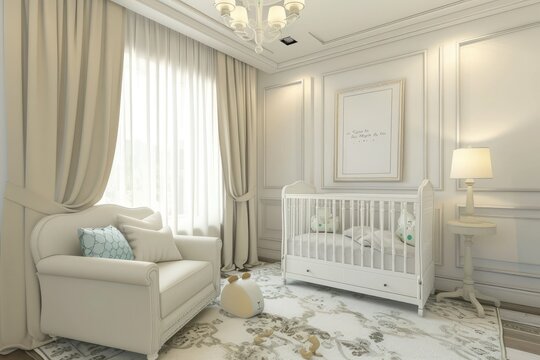 Interior of baby room with comfortable crib --ar 3:2 --v 6.0 - Image #1 @kashif320