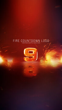 Fire Countdown Logo Reveal Vertical Stories Opener for Social Media