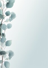 Naklejka premium Eucalyptus branches on light minimalistic background, wallpaper. Generative Ai.