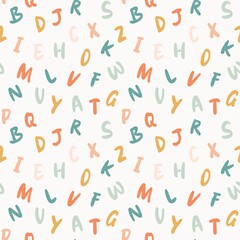 Cute kids colorful letters seamless pattern, kindergarten, school abc background, wallpaper