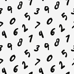 Cute kids black and white numbers seamless pattern, kindergarten, school math background, wallpaper