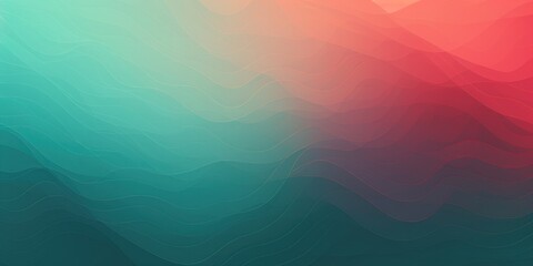 Teal red gradient wave pattern background with noise texture and soft surface gritty halftone art  - obrazy, fototapety, plakaty