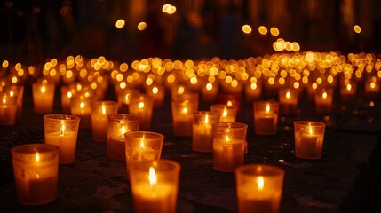 Holy Saturday night, candles in vigil, a serene reflection of faith and patience - obrazy, fototapety, plakaty