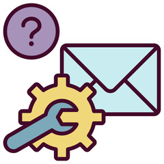 Email Help outline color icon.