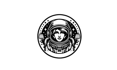 ASTRONAUT SILHOUETTE ICON in black and white ,ASTRONAUT silhouettes set logo icon design