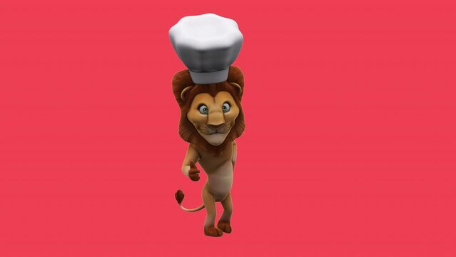 Fun 3D cartoon lion with thumbs up and down (with alpha channel included)