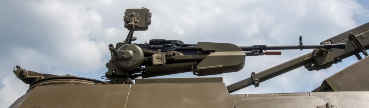 Machine gun on the tank turret
