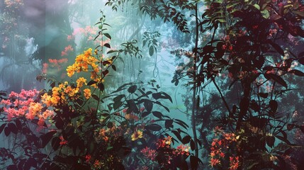 Nature photography through a glitched lens, with flora and fauna scenes eerily altered, in a contemporary photography exhibition