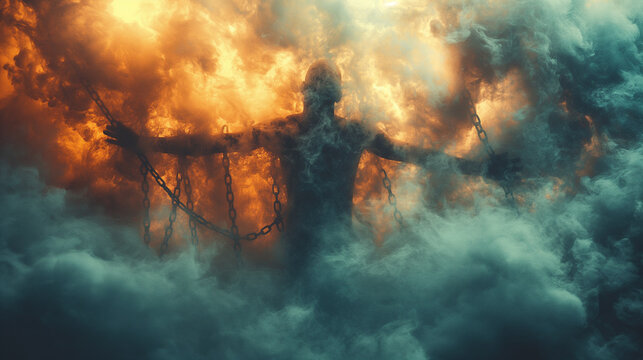 Man breaks the shackles and becomes free.