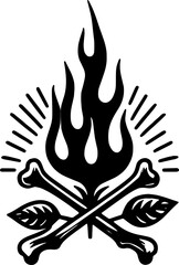 campfire bone style logo, campfire skull