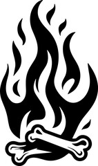 campfire bone style logo, campfire skull