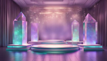 elegant iridescent crystal display environment backdrop