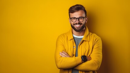 Fototapeta premium The Cheerful Man in Yellow Jacket