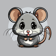 Cartoon cute happy little mouse animal vector illustration 10 eps