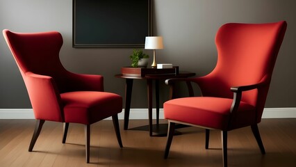 red armchairs in a living room