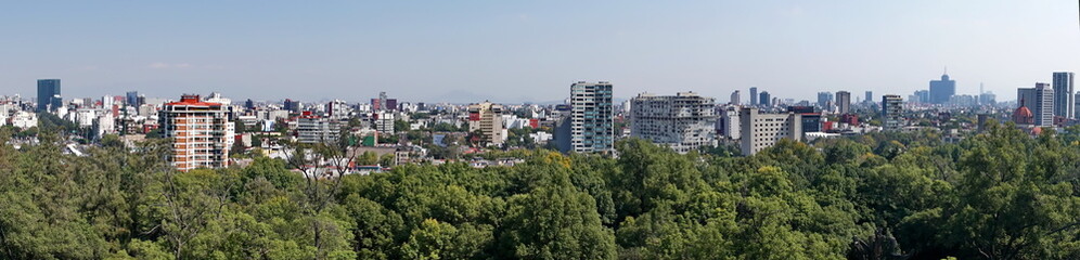 Panoramic view of Mexico City from Chapultepec Castle in Chapultepec Park