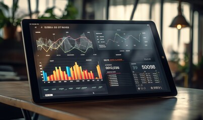 A business analytics dashboard on a tablet screen - 774130518