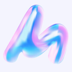 Holographic letter logo M. 3d abstract curve shape.