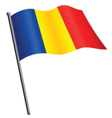 romanian flag waving on flagpole