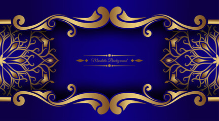 dark blue background, with gold mandala ornaments