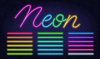 Neon Light vector Brush on Transparent Background. © TanyaFox
