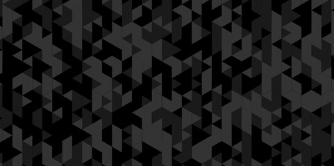 Vector geometric seamless technology gray and black triangle background. Abstract digital grid light pattern black Polygon Mosaic triangle Background, business and corporate background.