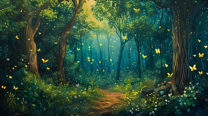Fotobehang Serenity in Surrealism: A Forest's Otherworldly Aura. © Крипт Крпитович