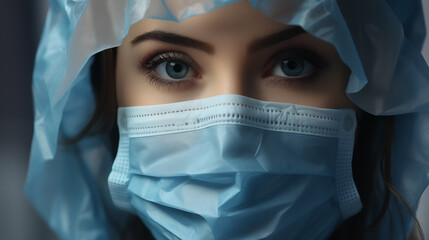 An up-close view presents the human face adorned with a medical mask, providing a tangible representation of safety and resilience, illustrating the ongoing commitment to health and wellness