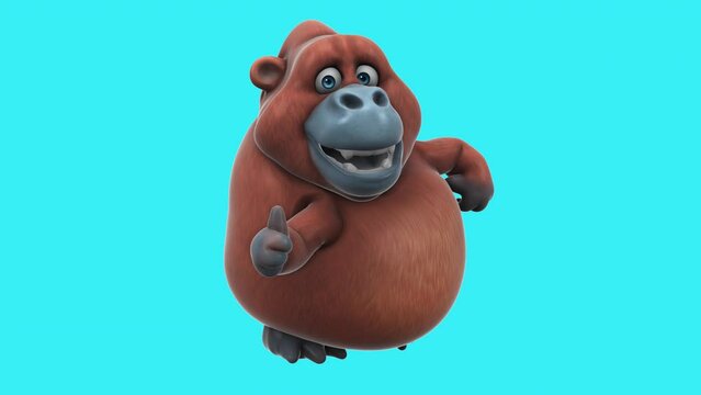 Fun 3D cartoon orang outan with thumbs up and down (with alpha channel included)