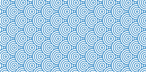 Fototapeta premium Abstract Minimal overlapping diamond geometric waves spiral abstract circle wave line. blue seamless tile stripe geometric create retro square line backdrop pattern background.