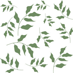 Leaves Pattern Background Vector , Floral Illustration Vector Pattern , Plant , Wallpaper