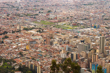 Downtown Bogotá seen from Monserrate hill in the day