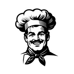 Monochrome male chef isolated vector illustration