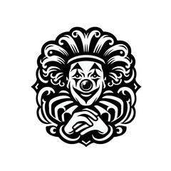 Obraz premium Monochrome clown emblem isolated vector illustration