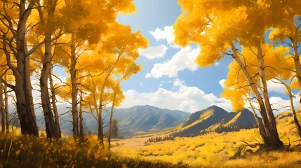 Outdoor kussens Autumn yellow poplar tree landscape © Derby