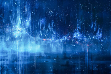 Fototapeta premium Abstract Blue Digital Rain Concept Art