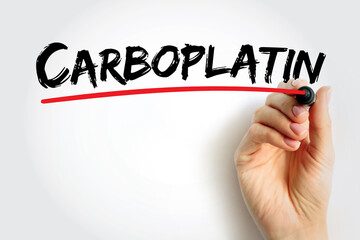 Carboplatin is a chemotherapy medication used to treat a number of forms of cancer, text concept...