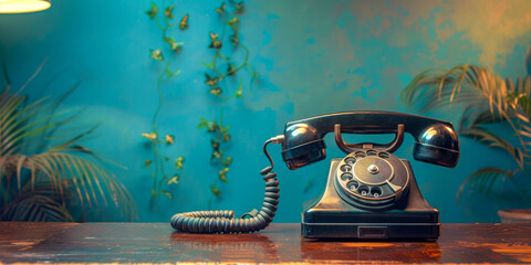 Vintage Telephone on Vibrant Backdrop