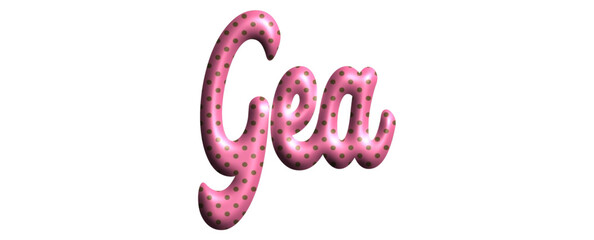Gea - pink color with dots, fabric style -name - three-dimensional effect tubular writing - Vector graphics - Word for greetings, banners, card, prints, cricut, silhouette, sublimation - obrazy, fototapety, plakaty