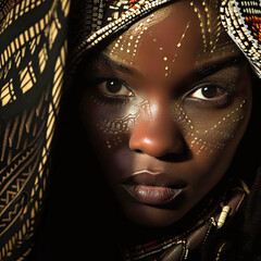 african native princess close up - obrazy, fototapety, plakaty