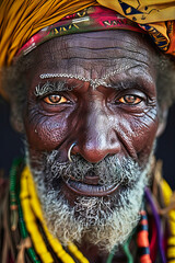 african native with a striking close up - obrazy, fototapety, plakaty