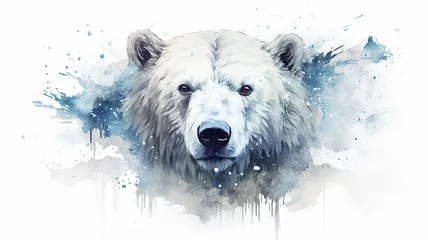 Foto op Canvas polar bear, a wild northern predator in a spray of watercolor paints © kichigin19