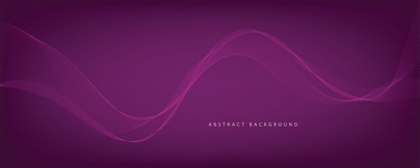 Purple background with flowing wave lines. Futuristic technology concept. Vector illustration