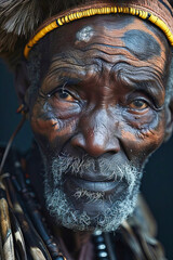 African native face painted close-up