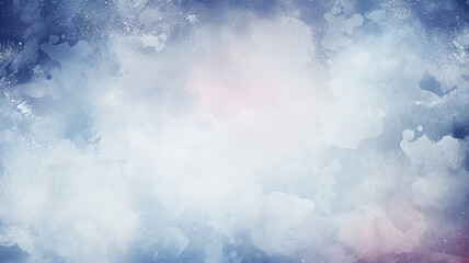 Fototapeta premium Abstract landscape in blue and white clouds, watercolor background postcard