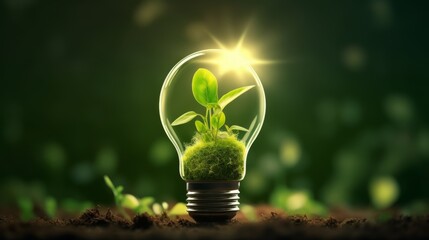 A Lightbulb with Plant Growth