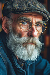 Man With White Beard and Glasses - obrazy, fototapety, plakaty