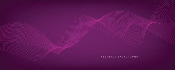 Purple background with flowing wave lines. Futuristic technology concept. Vector illustration