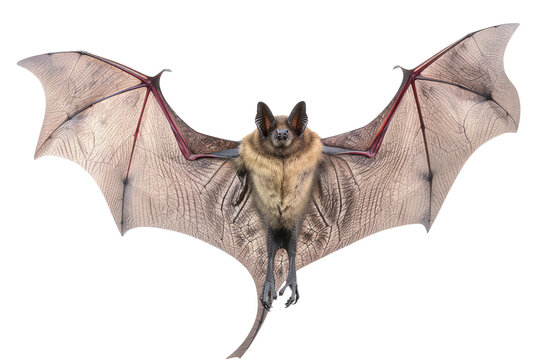 Flying grey bat, png isolated on transparent background, clipart, cutout.