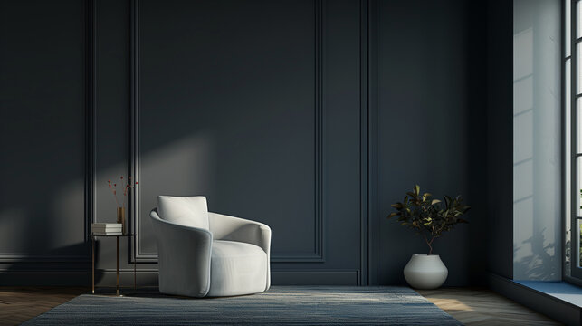 Grey modern minimalistic interior background wall mockup 3d render